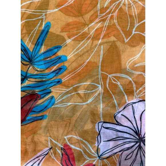 Floral Print Lightweight Wrap Scarf Swim Coverup Tropical Design 74 x 36 inches - Picture 7 of 10